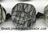 CNG8935 16*17mm - 18*19mm faceted freeform black water jasper beads