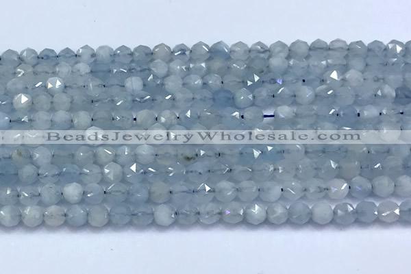 CNG9101 15 inches 4mm faceted nuggets aquamarine beads