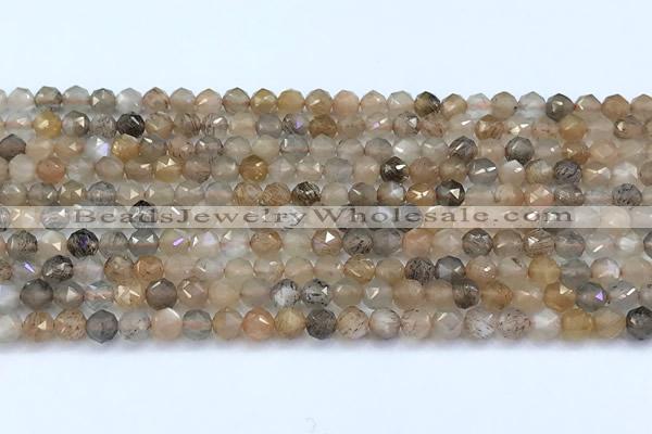 CNG9103 15 inches 4mm faceted nuggets sunstone beads