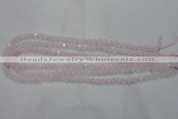 CNG918 15 inches 6mm faceted nuggets rose quartz beads