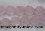 CNG921 15 inches 12mm faceted nuggets rose quartz beads