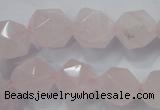 CNG922 15 inches 14mm faceted nuggets rose quartz beads