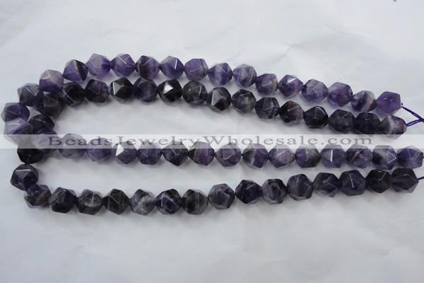 CNG929 15 inches 10mm faceted nuggets amethyst gemstone beads