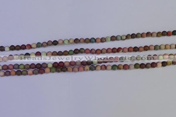 CNI360 15.5 inches 4mm round matte imperial jasper beads wholesale