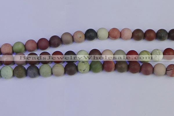 CNI365 15.5 inches 14mm round matte imperial jasper beads wholesale