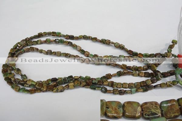 CNI37 15.5 inches 6*6mm square natural imperial jasper beads