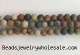 CNI378 15.5 inches 10mm round matte American picture jasper beads