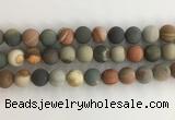 CNI379 15.5 inches 12mm round matte American picture jasper beads