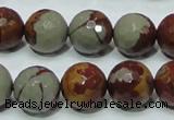 CNJ18 15.5 inches 14mm faceted round natural noreena jasper beads