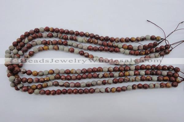 CNJ36 15.5 inches 6mm faceted round noreena jasper beads