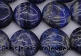 CNL1108 15.5 inches 16mm flat round lapis lazuli gemstone beads