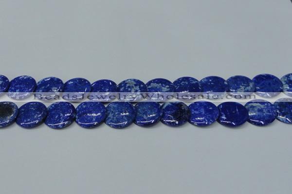 CNL1303 15.5 inches 22mm flat round natural lapis lazuli beads