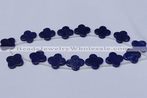 CNL1317 Top drilled 24mm flower natural lapis lazuli beads