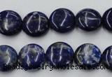 CNL732 15.5 inches 14mm flat round natural lapis lazuli gemstone beads