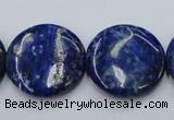 CNL737 15.5 inches 25mm flat round natural lapis lazuli gemstone beads