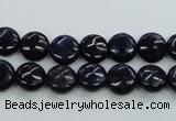 CNL922 15.5 inches 8mm flat round natural lapis lazuli gemstone beads