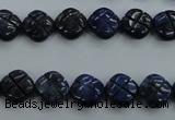 CNL991 15.5 inches 10mm carved flower natural lapis lazuli gemstone beads