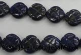 CNL993 15.5 inches 13mm carved flower natural lapis lazuli gemstone beads