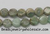 CNS09 16 inches 10mm flat round natural serpentine jasper beads