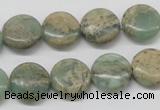 CNS10 16 inches 14mm flat round natural serpentine jasper beads