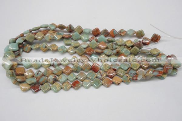 CNS118 15.5 inches 10*10mm diamond natural serpentine jasper beads