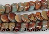 CNS124 15.5 inches 12mm flat round natural serpentine jasper beads