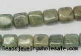 CNS15 16 inches 10*10mm square natural serpentine jasper beads