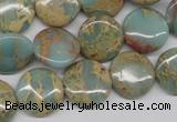 CNS161 15.5 inches 16mm flat round natural serpentine jasper beads