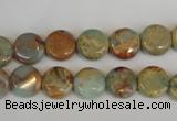 CNS189 15.5 inches 10mm flat round natural serpentine jasper beads