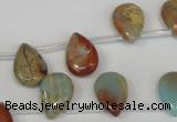 CNS199 Top-drilled 10*14mm flat teardrop natural serpentine jasper beads