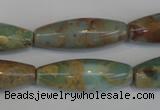 CNS204 15.5 inches 10*30mm rice natural serpentine jasper beads