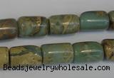 CNS205 15.5 inches 10*14mm drum natural serpentine jasper beads