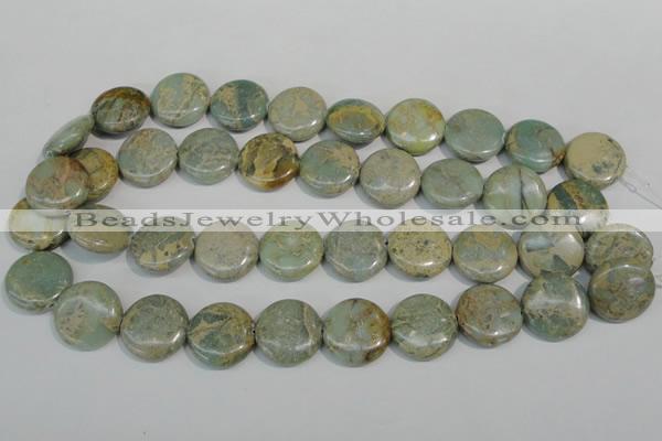 CNS233 15.5 inches 20mm flat round natural serpentine jasper beads