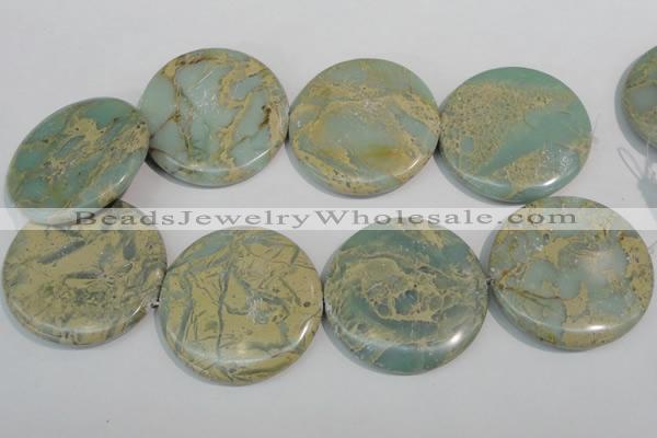 CNS238 15.5 inches 50mm flat round natural serpentine jasper beads