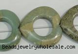 CNS272 15.5 inches 30*30mm heart donut natural serpentine jasper beads