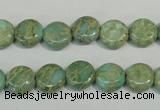 CNS280 15.5 inches 10mm flat round natural serpentine jasper beads