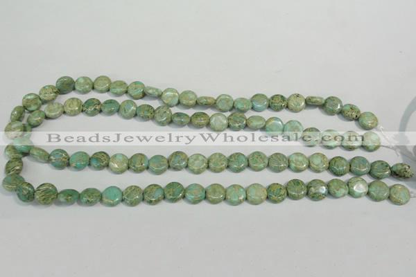 CNS280 15.5 inches 10mm flat round natural serpentine jasper beads