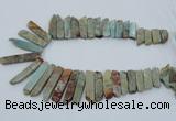 CNS300 Top drilled 10*25mm - 12*50mm sticks serpentine jasper beads