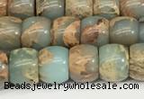 CNS306 15.5 inches 6*8mm rondelle serpentine jasper beads