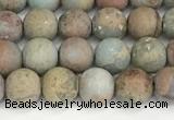 CNS346 15.5 inches 8mm round matte serpentine jasper beads