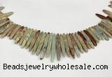 CNS355 Top drilled 5*15mm - 6*45mm sticks serpentine jasper beads