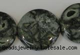 CNS425 15.5 inches 30mm flat round natural serpentine jasper beads