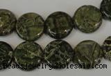 CNS520 15.5 inches 14mm flat round natural serpentine jasper beads