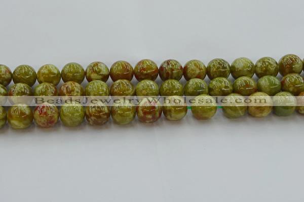 CNS606 15.5 inches 16mm round green dragon serpentine jasper beads