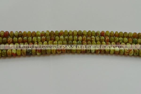 CNS611 15.5 inches 5*8mm rondelle green dragon serpentine jasper beads