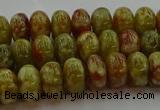 CNS612 15.5 inches 6*10mm rondelle green dragon serpentine jasper beads