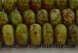 CNS614 15.5 inches 8*14mm rondelle green dragon serpentine jasper beads