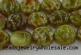 CNS622 15.5 inches 10mm flat round green dragon serpentine jasper beads