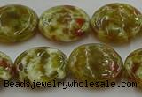 CNS625 15.5 inches 18mm flat round green dragon serpentine jasper beads