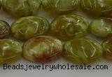 CNS632 15.5 inches 12*16mm oval green dragon serpentine jasper beads